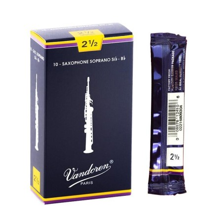 Caja de Cañas Saxofón Soprano Sib Vandoren Tradicionales Nº2,5 Caja de Cañas Saxofón Soprano Sib Vandoren Tradicionales Nº2,5